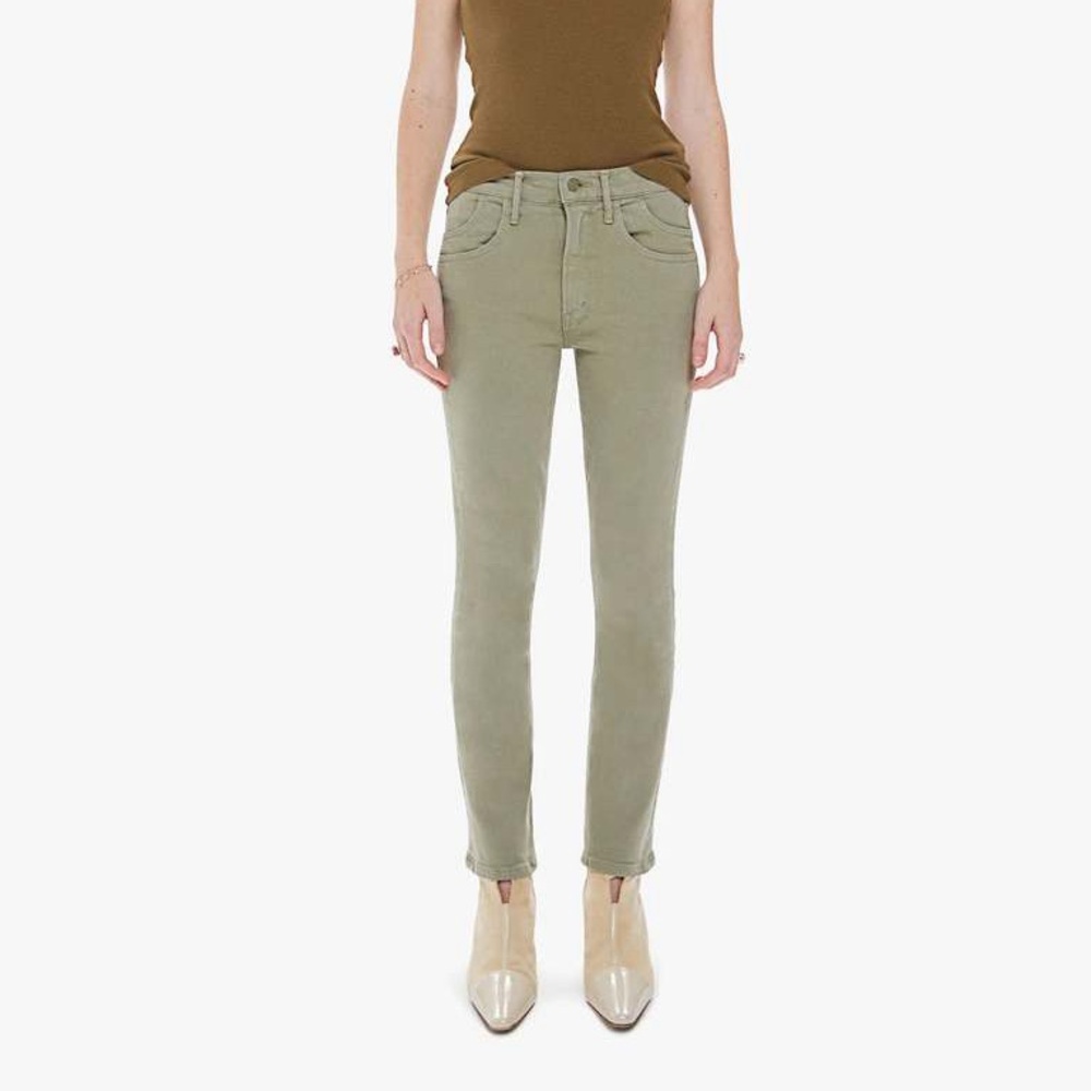 MOTHER The Dazzler Ankle Mid Rise Jeans Oil Green Size 27